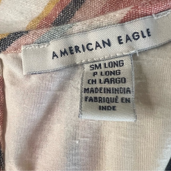 American Eagle Stripe Linen Blend Romper - Women's Size Small Long - Picture 7 of 8